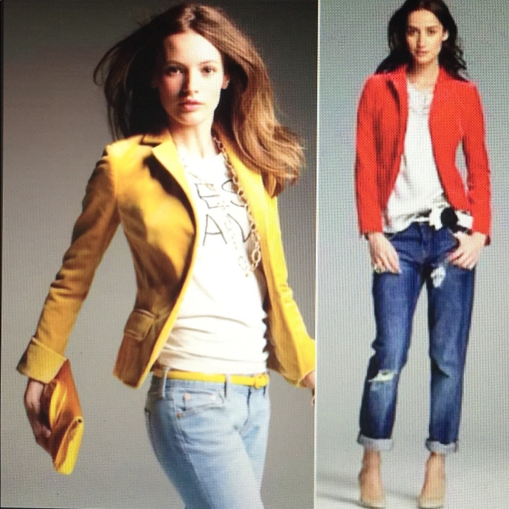 J. Crew Women's Blazer Jacket in Mustard Yellow and Red